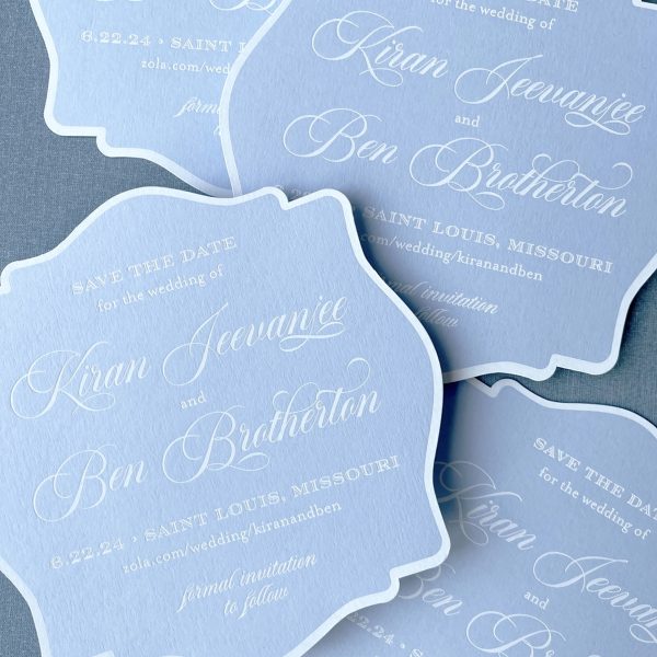 Blue Save the Date Wedding Invitation with Script Fonts