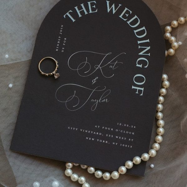 Modern Arched Wedding Invitation in Black