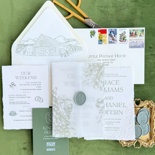 Elegant Wedding Invitation Suite with La Luxes Font