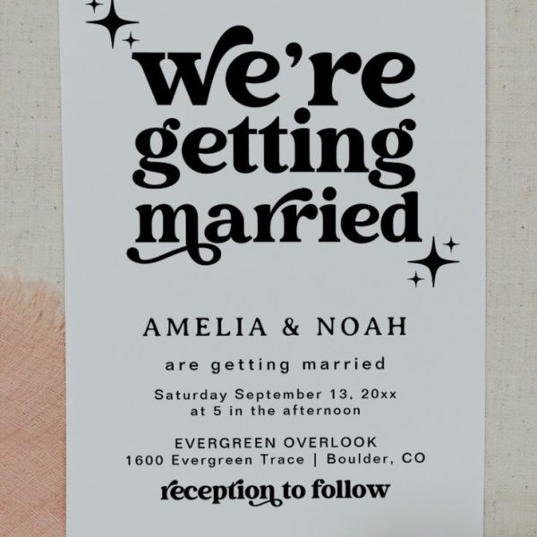 Modern Wedding Invitation with Bold Retro Typography