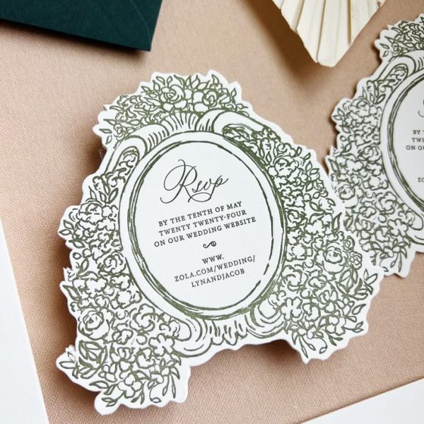 Floral Frame RSVP Card with Vintage-Inspired Cutout Design