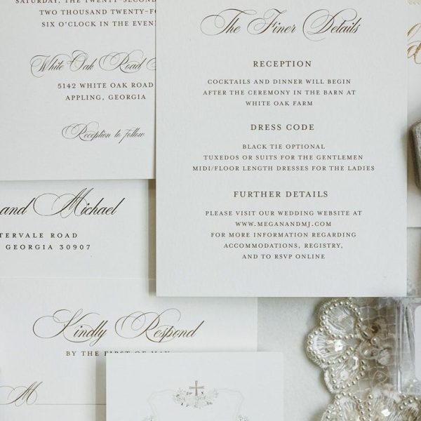 Elegant Wedding Details Card with Script Headings