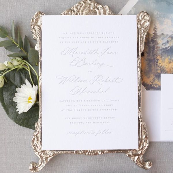 Romantic Wedding Invitation with Elegant Script Calligraphy