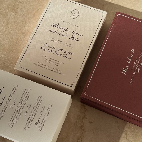 Elegant Wedding Invitation Suite with Calligraphy and Minimal Borders