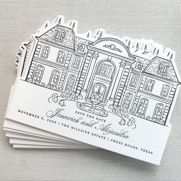 Mansion Illustration Wedding Save the Date Card