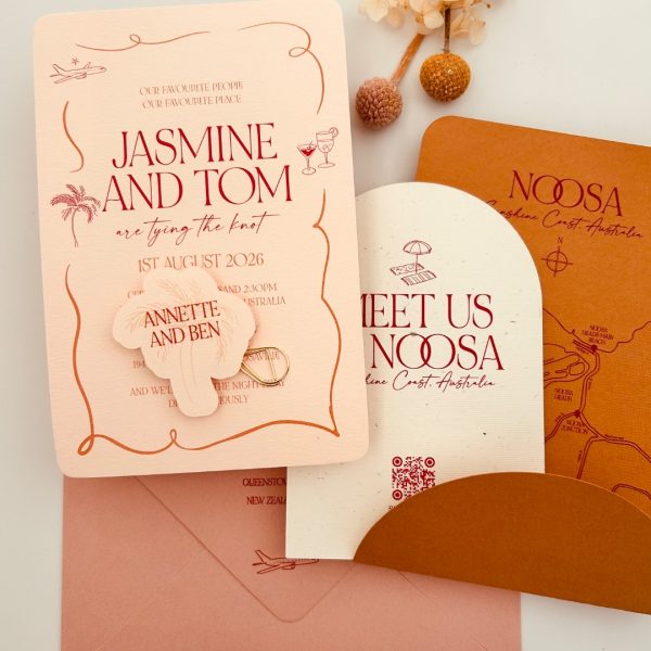 Modern Destination Wedding Invitation with Travel Theme