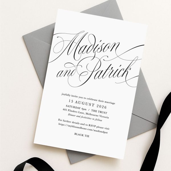 Madison and Patrick Wedding Invitation with Elegant Calligraphy