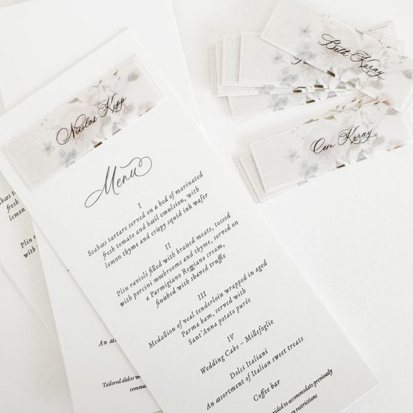 Minimalist Wedding Menu with Elegant Calligraphy