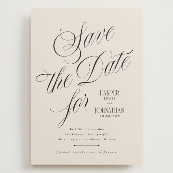 Elegant Save the Date Card with Script Calligraphy
