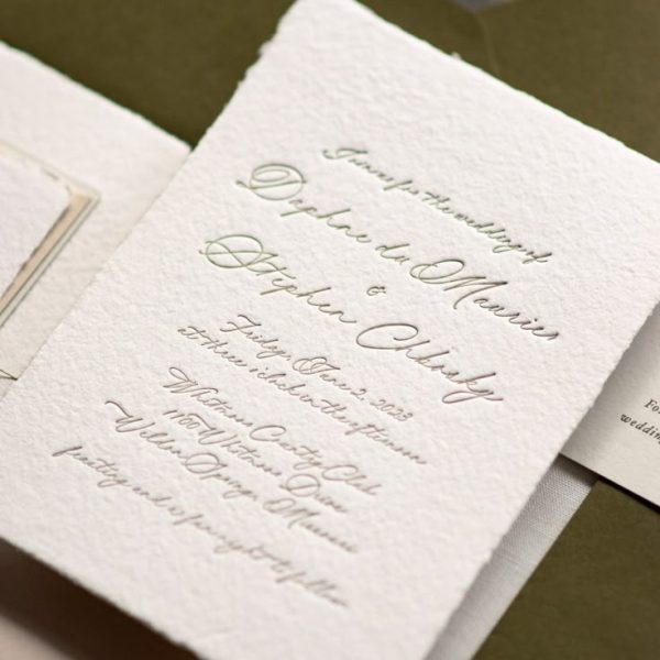 Textured Wedding Invitation with Elegant Script Calligraphy