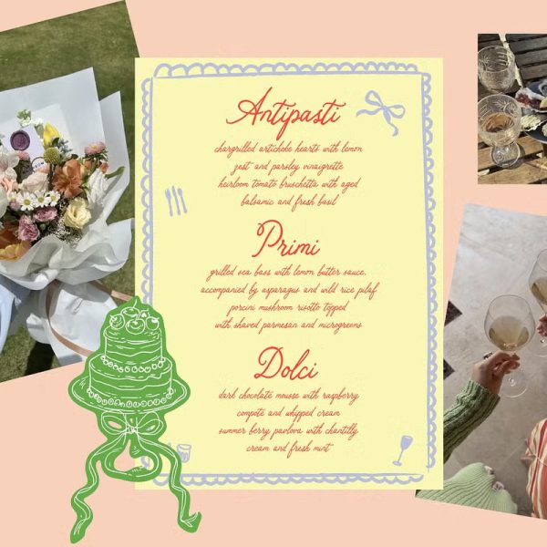 Italian Wedding Menu Design with Handwritten Font