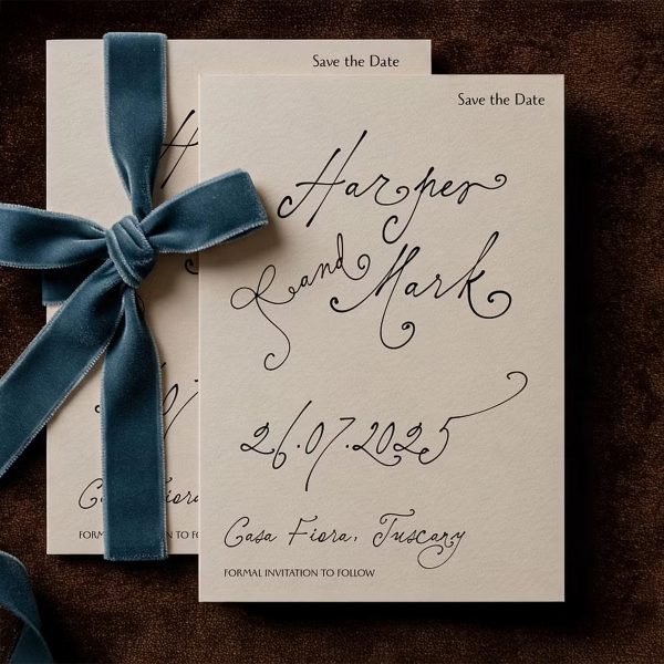 Elegant Save the Date Card with Calligraphy Script