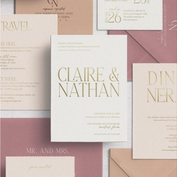 Modern Wedding Invitation Suite with Minimal Serif Typography