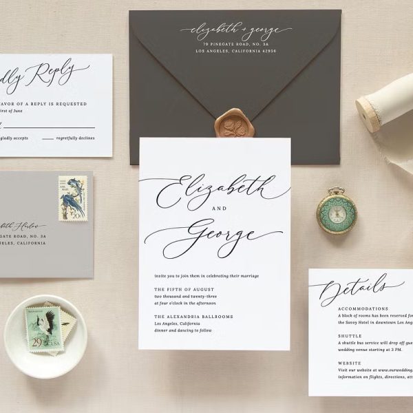Elegant Wedding Invitation with Besotted Love Calligraphy Font