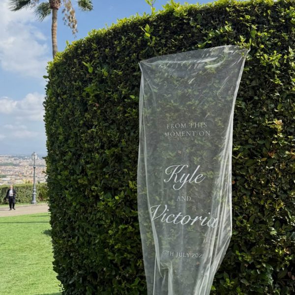 Elegant Wedding Sign in Lush Garden