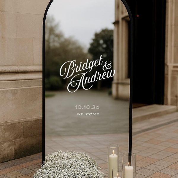 Wedding Welcome Sign with Flowers and Candles