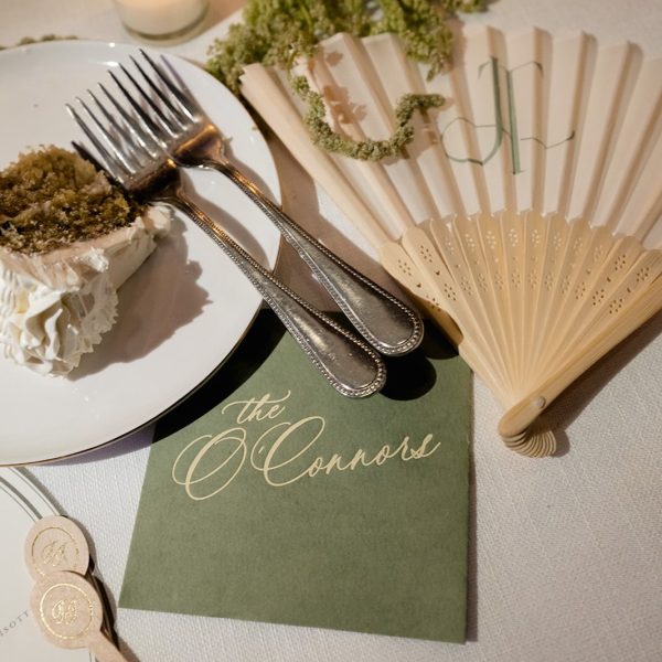 Wedding Table Details with Cake and Decor