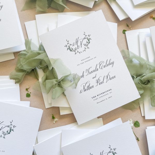 Wedding Invitations with Floral Monogram Design