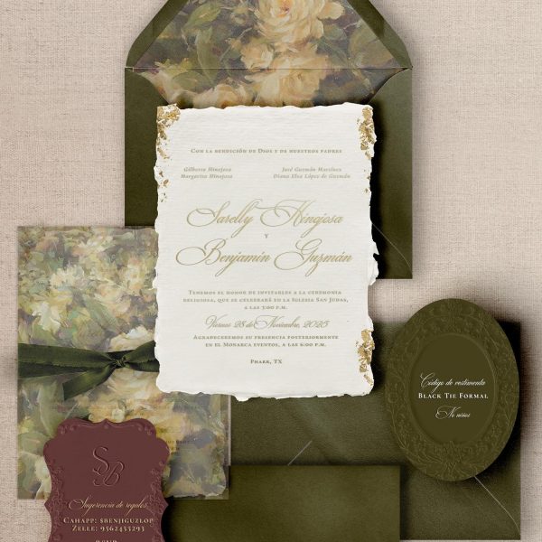 Wedding Invitation Set with Floral Design