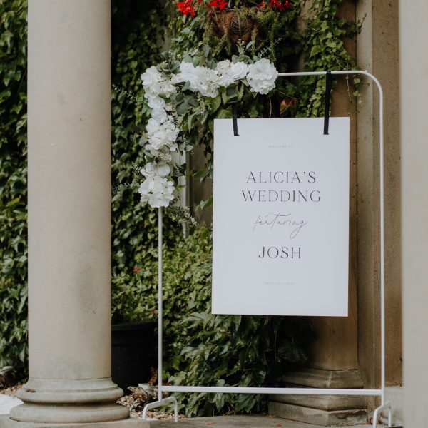 Elegant Wedding Welcome Sign with Floral Accents