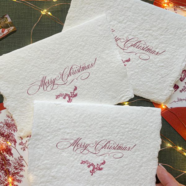 Handmade Christmas Cards with Elegant Calligraphy