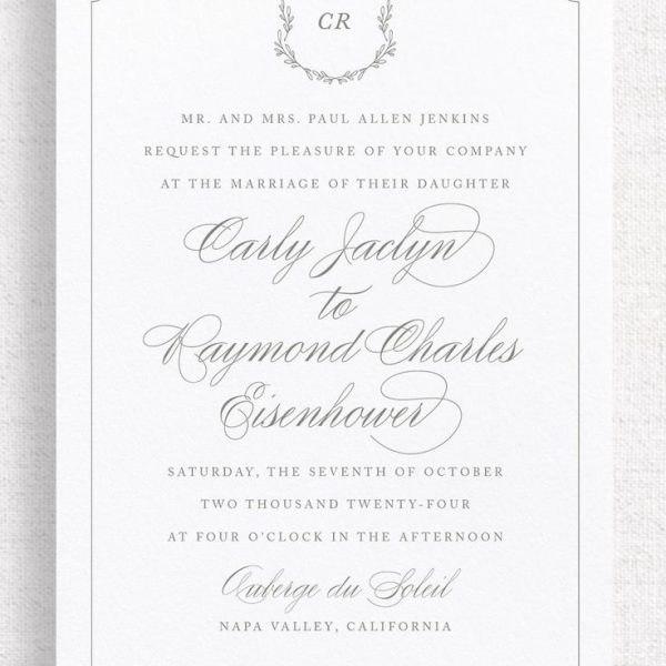 Elegant Wedding Invitation in Napa Valley