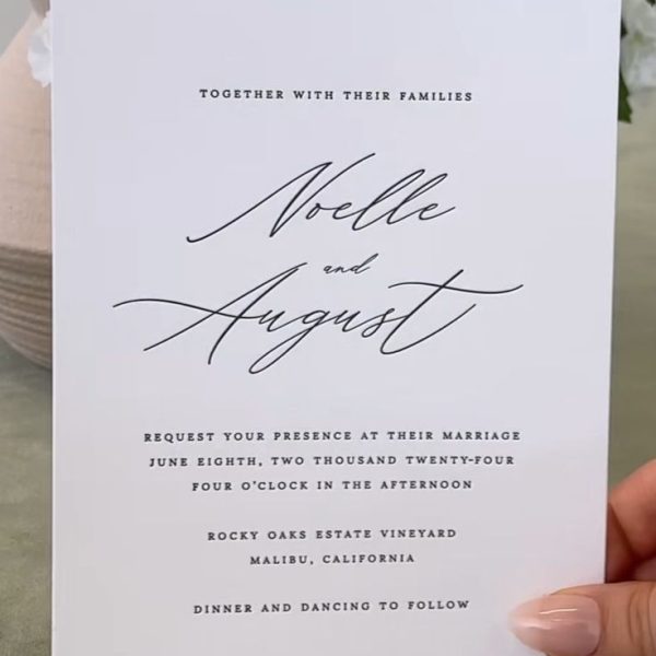Wedding Invitation with Calligraphy and Floral Design