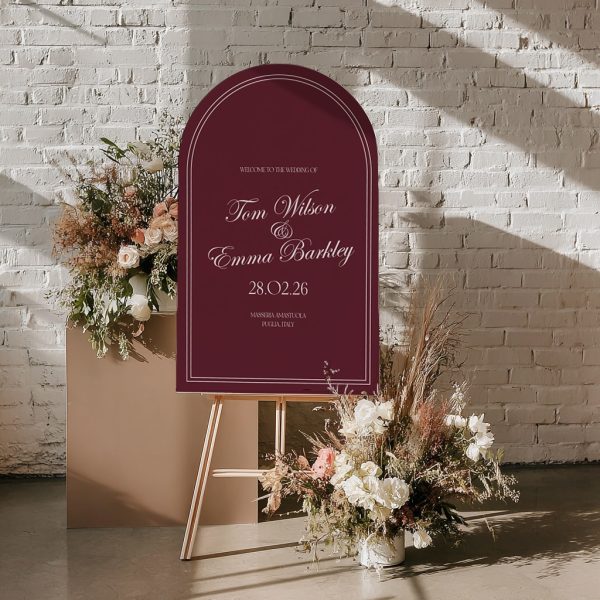 Wedding Sign with Floral Decor in Italy