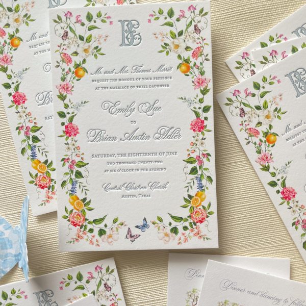 Elegant Floral Wedding Invitations with Botanical Design