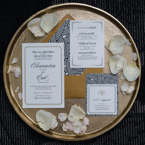 Wedding Invitation Suite with Rose Petals