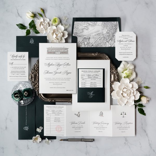 Wedding Invitation Suite with Floral Accents