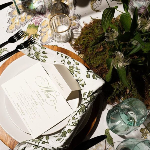 Wedding Table Setting with Greenery Decor