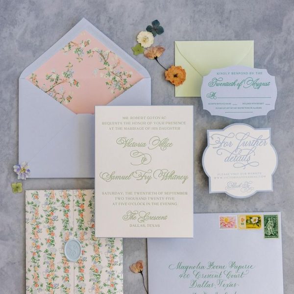 Wedding Invitation Suite with Floral Design