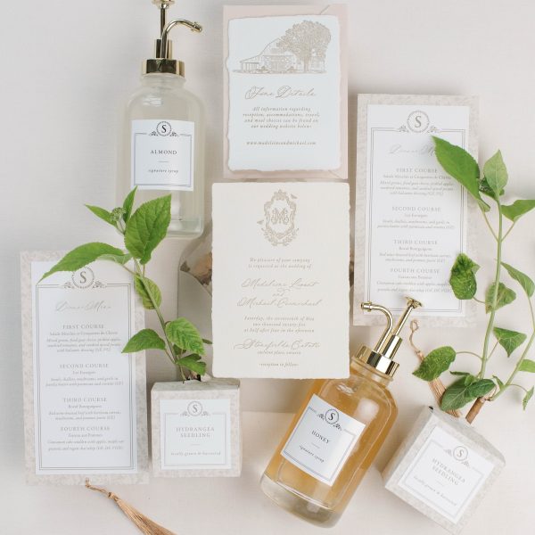 Elegant Wedding Invitation Suite and Favors