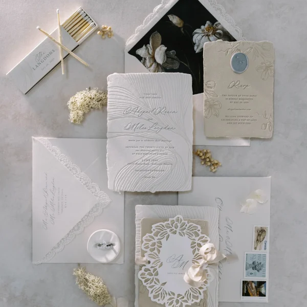 Elegant Wedding Invitation Suite with Floral Details