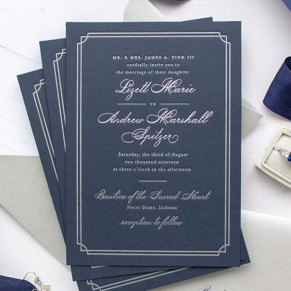 Elegant Navy Wedding Invitation Design Ideas
