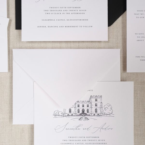 Elegant Wedding Invitation Suite with Castle Design