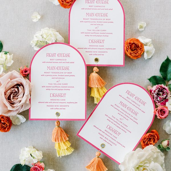 Wedding Menu Design with Floral Accents