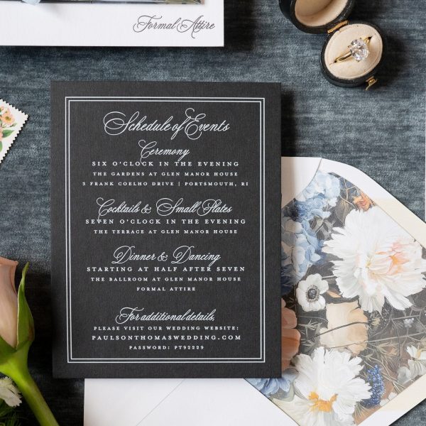 Wedding Invitation with Schedule of Events