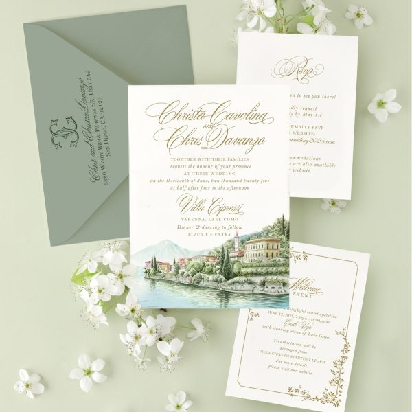 Elegant Wedding Invitations at Lake Como