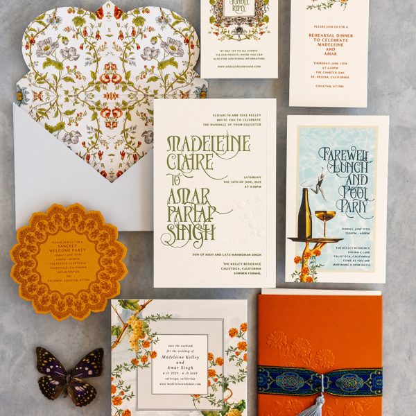 Elegant Floral Wedding Invitation Suite Design
