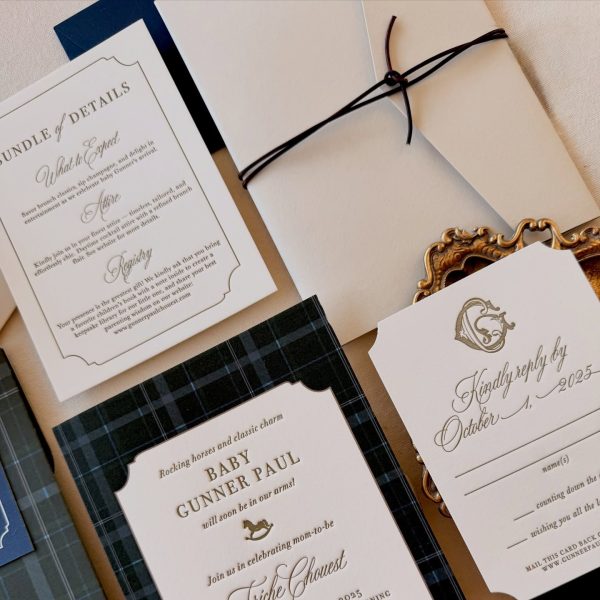 Elegant Wedding Invitation Set with Gold Accents