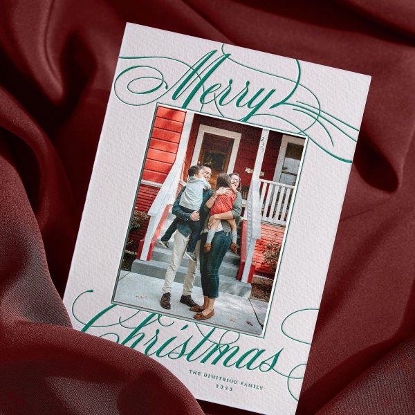 Elegant Christmas Photo Card with Calligraphy Script
