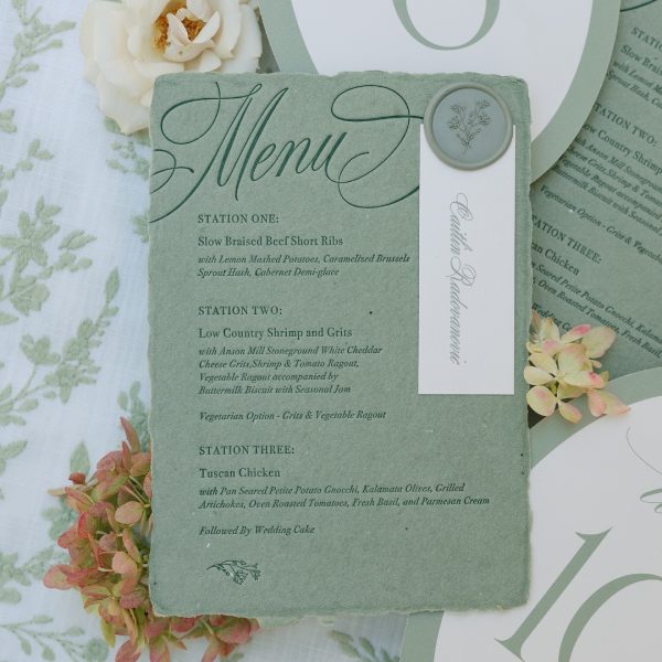 Elegant Wedding Menu and Table Setting