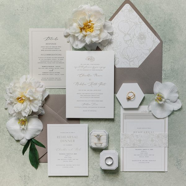 Wedding Invitation Suite with Floral Accents