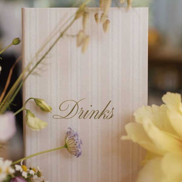 Wedding Drinks Menu with Floral Decoration